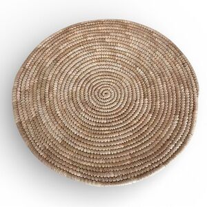 EUC Handwoven Raffia & Pine Wall Basket | 14” Natural Boho Home Decor